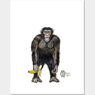 Chimpanzee monkey Posters and Art